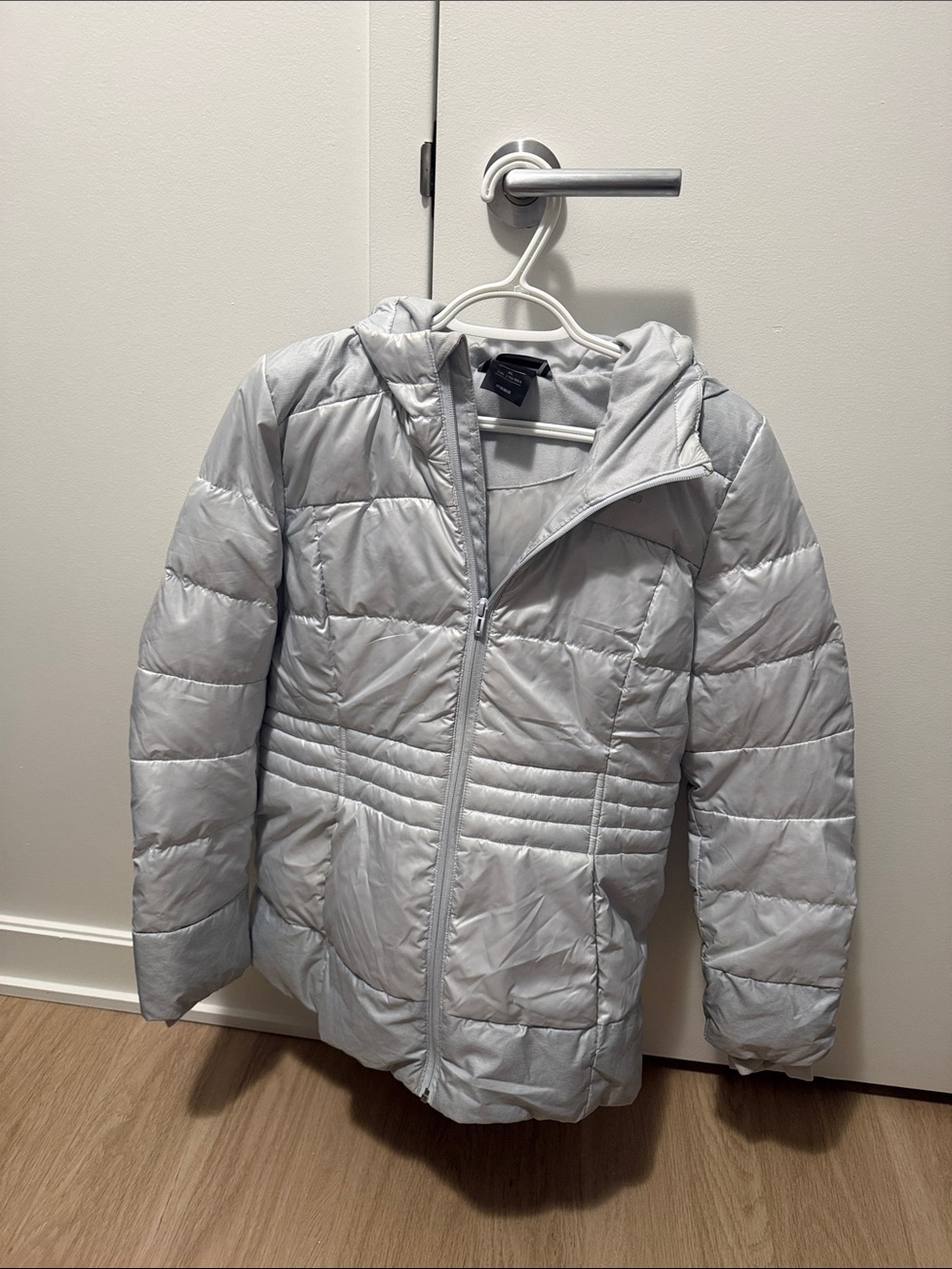 adidas Light Gray Women's Quilted Puffer Jacket with Hood